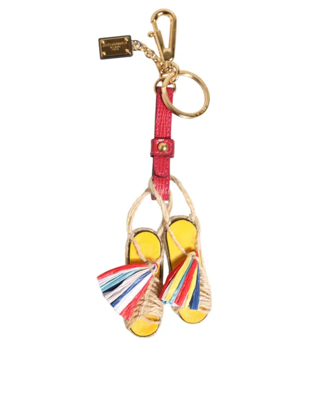 Dolce & Gabbana Red Yellow Mini Espadrille Style Charm Keychain Keyring sold by Siebentaschen