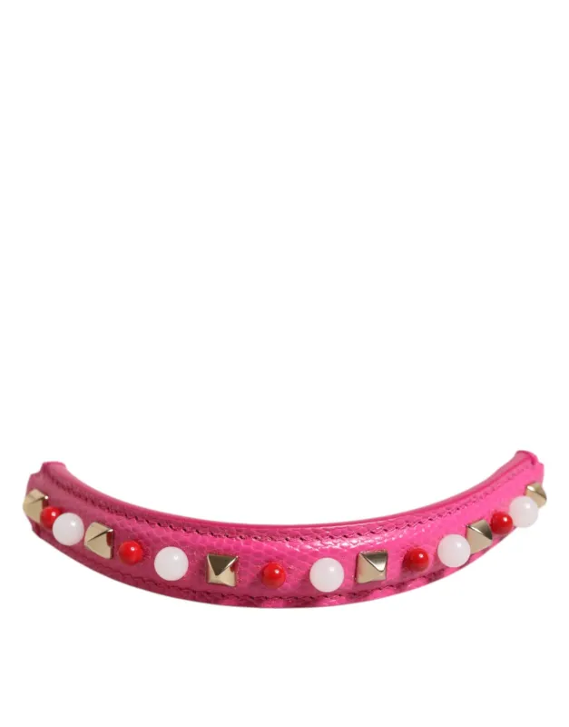 Dolce & Gabbana Pink Embellished Leather Bag Handle Women Shoulder Strap sold by Siebentaschen