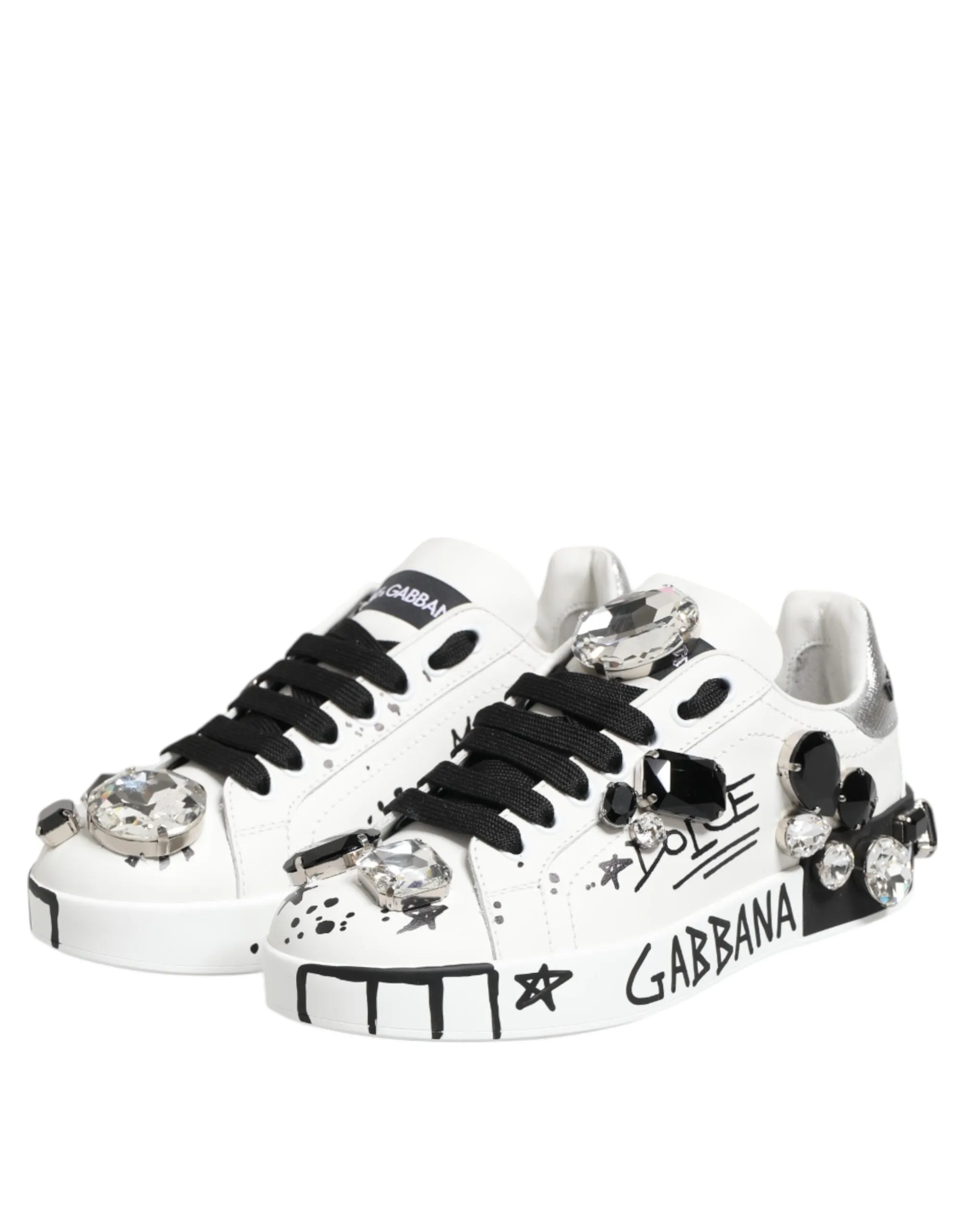 Dolce & Gabbana White Portofino Crystal Sneakers Shoes sold by Siebentaschen product image thumbnail 5