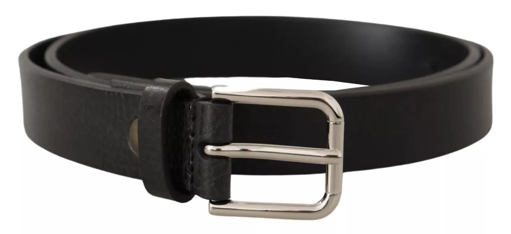 Dolce & Gabbana Calf Leather Silver Tone Black Metal Buckle Belt sold by Siebentaschen