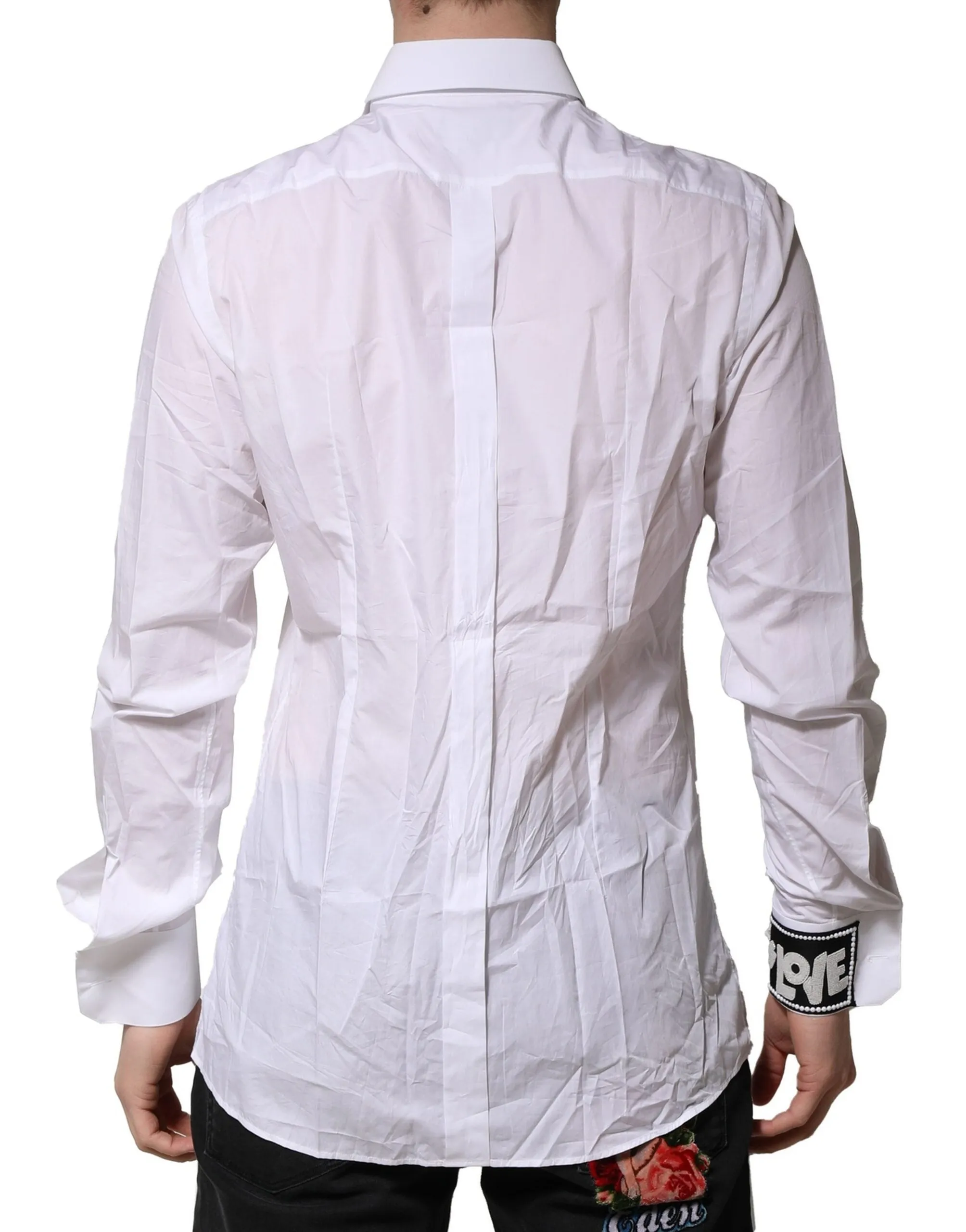 Dolce & Gabbana White GOLD Cotton Men Dress Formal Shirt sold by Siebentaschen product image thumbnail 4