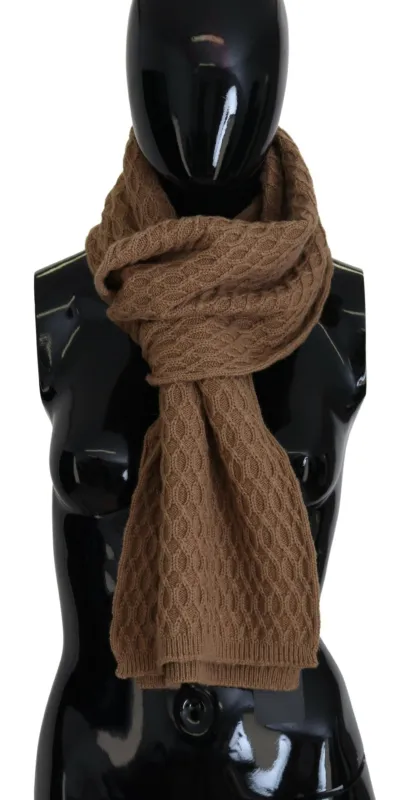 Dolce & Gabbana Dark Brown Wrap Shawl Knitted Camel Scarf sold by Siebentaschen