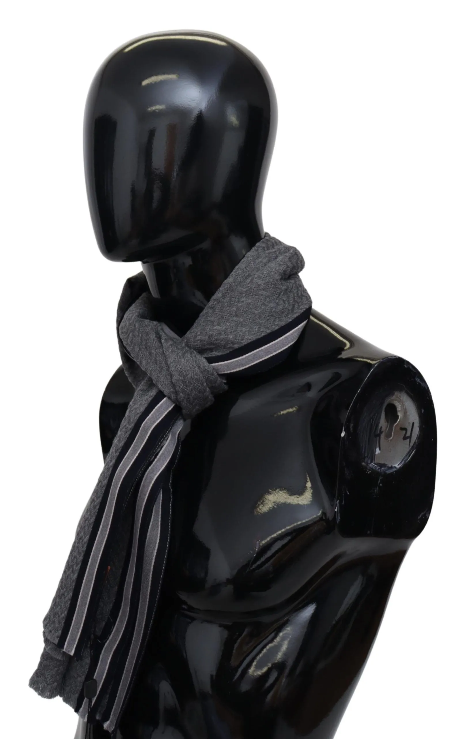 Missoni Gray Stripes Pattern 100% Wool Unisex Neck Wrap Scarf sold by Siebentaschen product image thumbnail 2