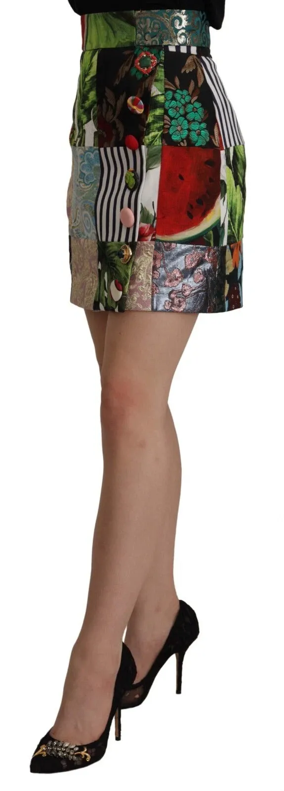 Dolce & Gabbana Multicolor Patchwork A-line Polyester Skirt sold by Siebentaschen product image thumbnail 3