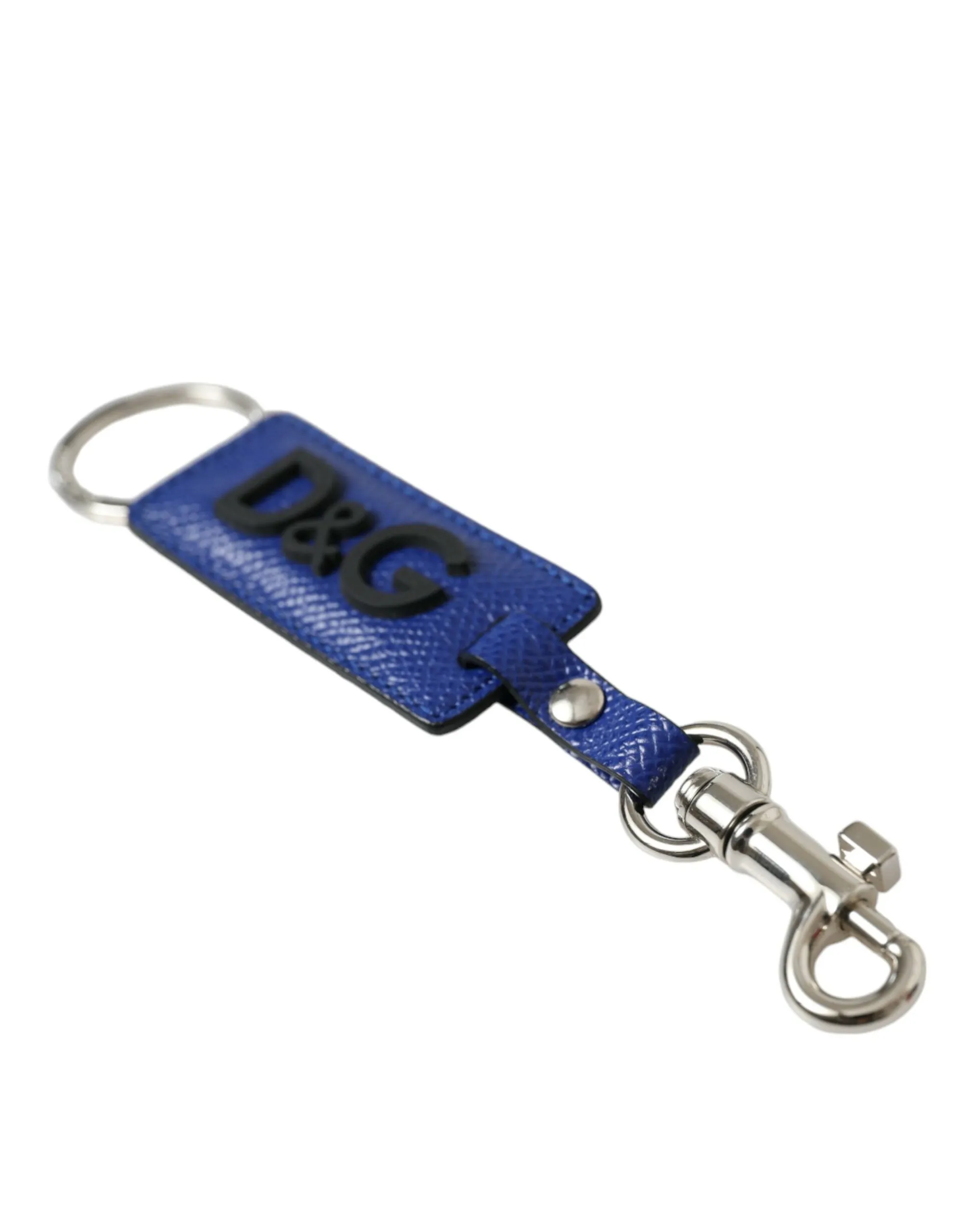 Dolce & Gabbana Blue Calf Leather DG Logo Silver Brass Keyring Keychain sold by Siebentaschen product image thumbnail 4
