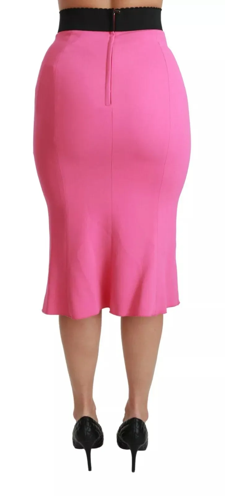 Dolce & Gabbana Pink High Waist Pencil Cut Midi Skirt sold by Siebentaschen product image thumbnail 3