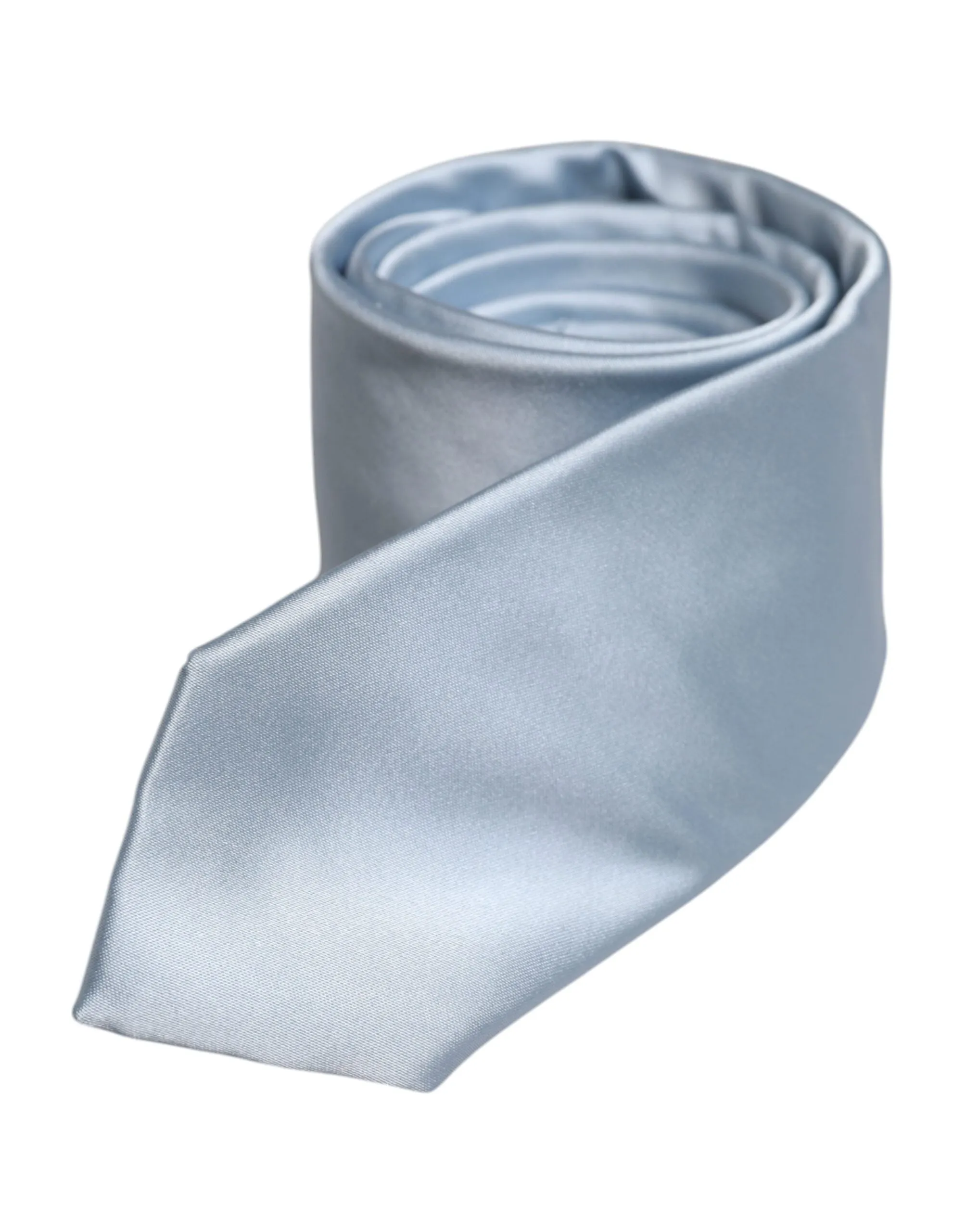 Dolce & Gabbana Light Blue Solid Silk Adjustable Necktie Tie sold by Siebentaschen product image thumbnail 3