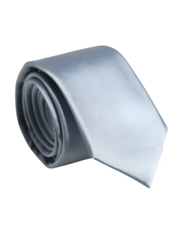 Dolce & Gabbana Light Blue Solid Silk Adjustable Necktie Tie sold by Siebentaschen