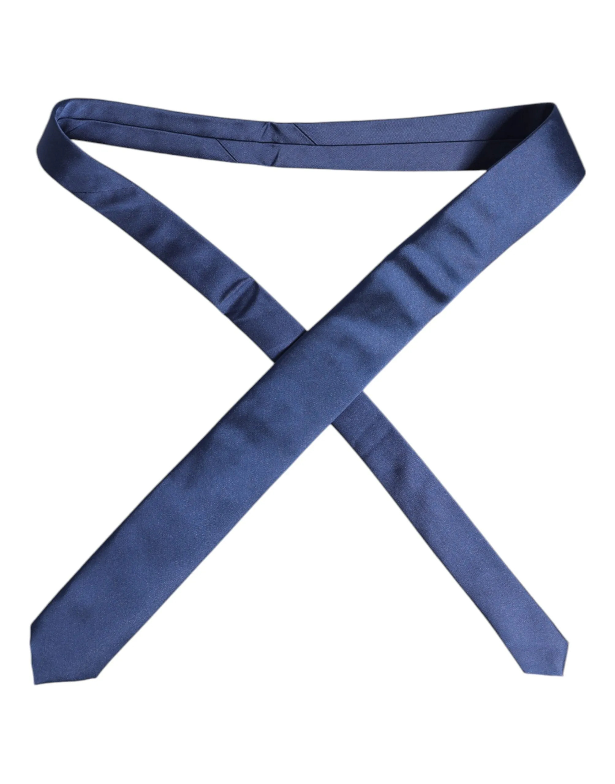Dolce & Gabbana Blue Solid Silk Adjustable Necktie Tie sold by Siebentaschen product image thumbnail 4