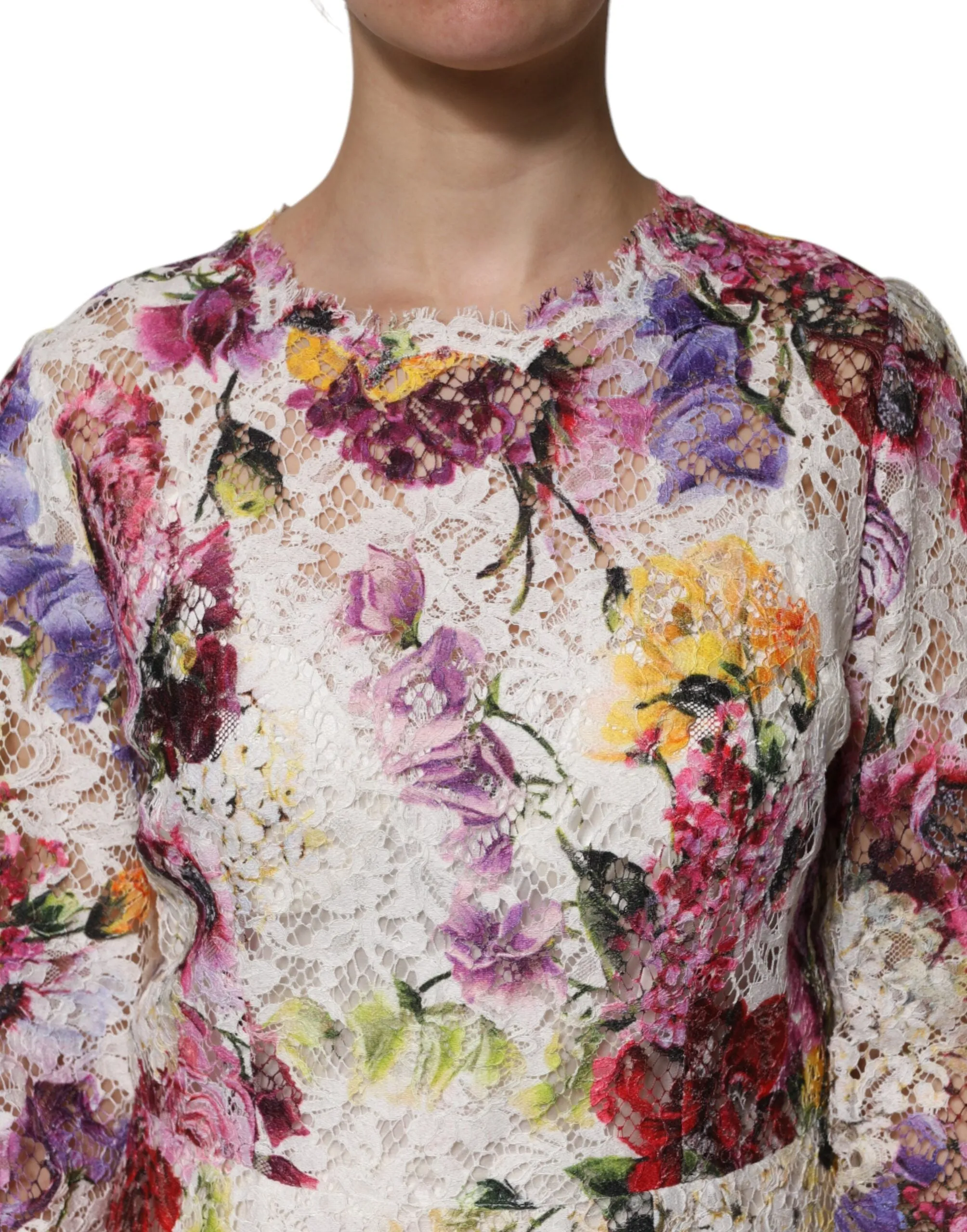 Dolce & Gabbana Multicolor Floral Long Sleeve A-line Dress sold by Siebentaschen product image thumbnail 5