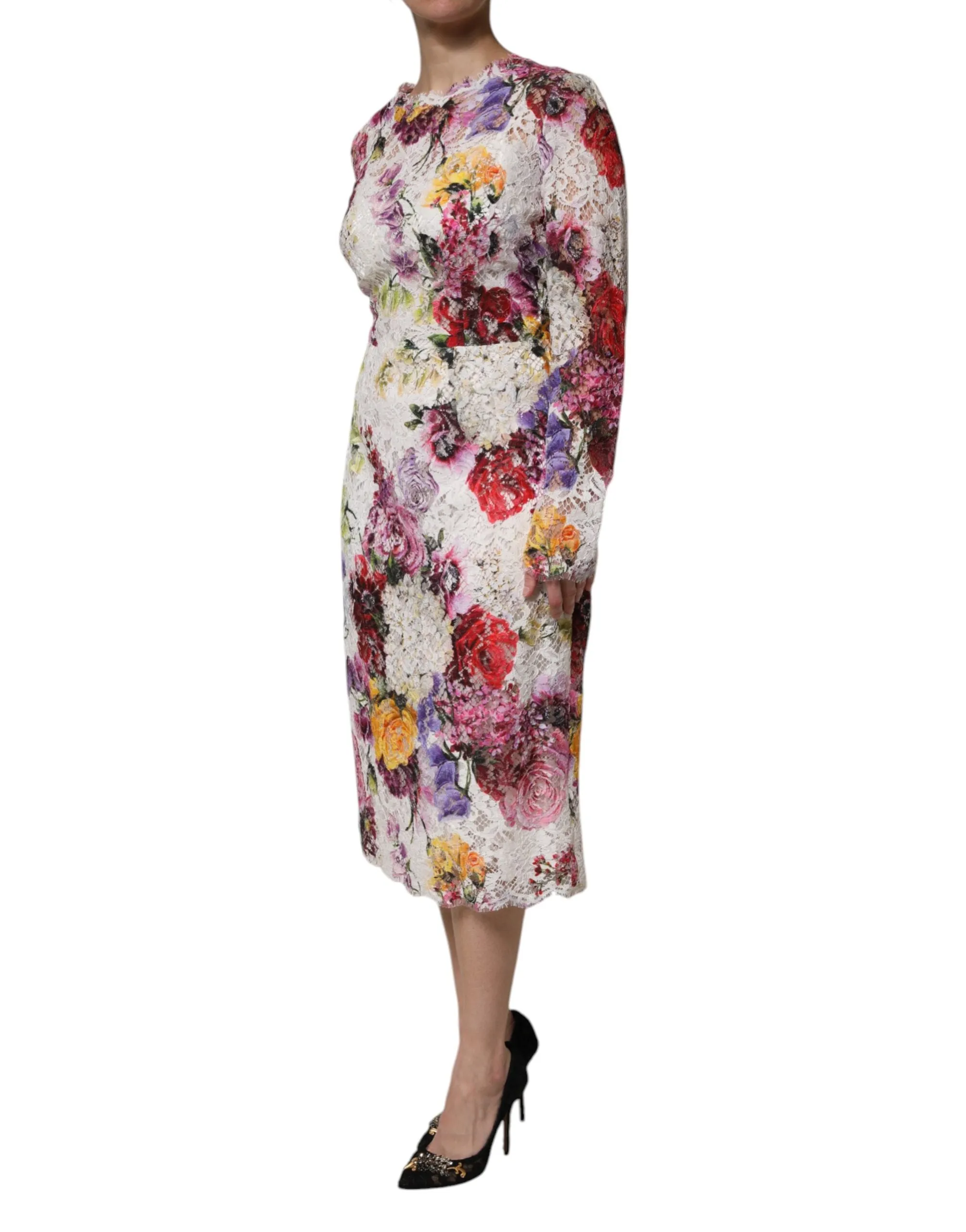 Dolce & Gabbana Multicolor Floral Long Sleeve A-line Dress sold by Siebentaschen product image thumbnail 3