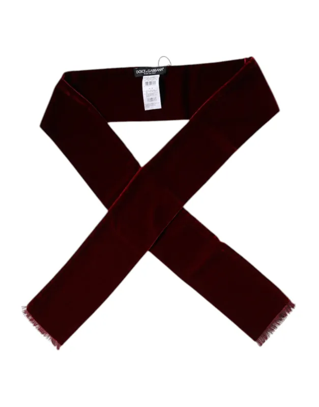 Dolce & Gabbana Bordeaux Cotton Silk Fringe Shawl Wrap Scarf sold by Siebentaschen