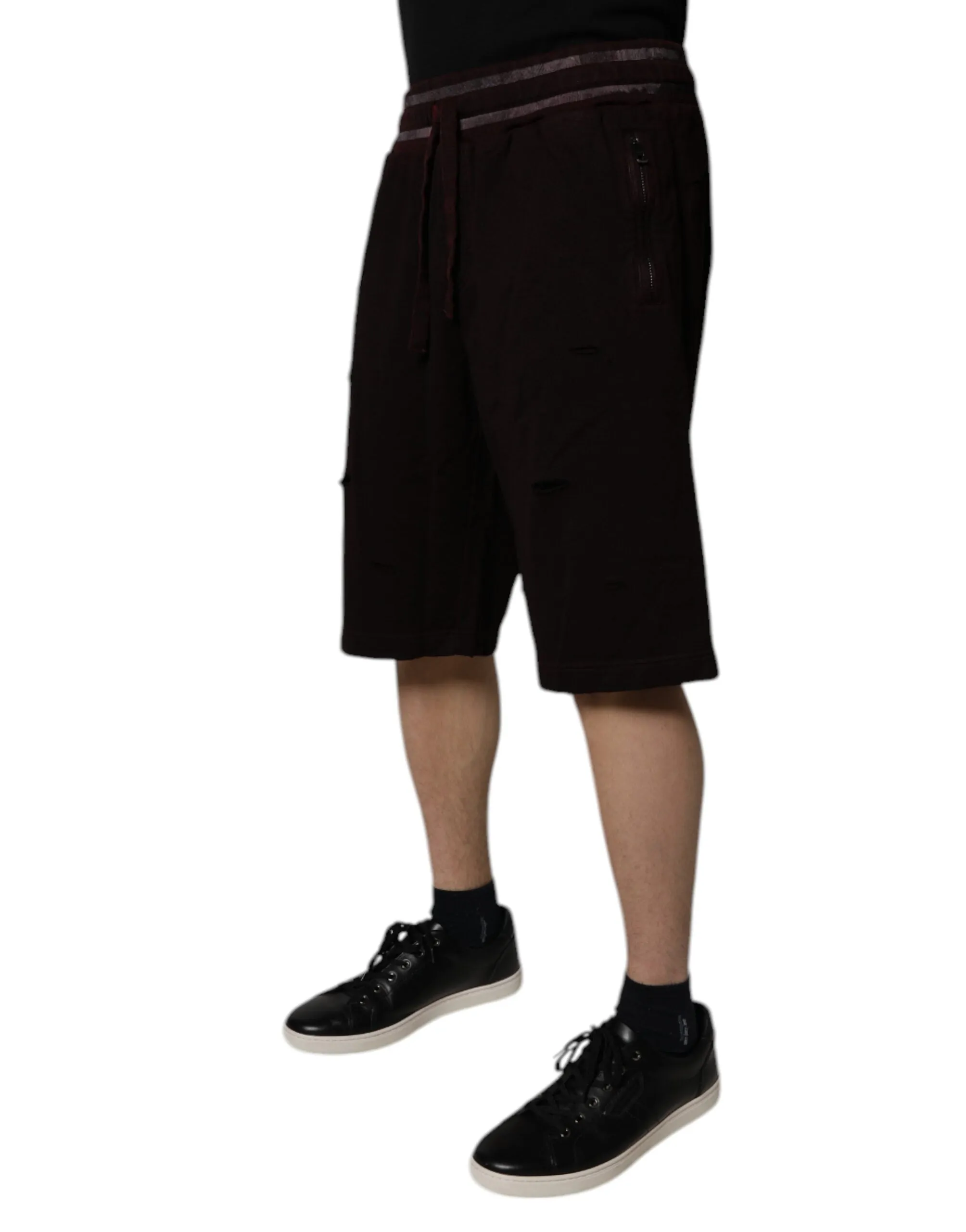 Dolce & Gabbana Maroon Cotton Logo Plaque Men Bermuda Shorts sold by Siebentaschen product image thumbnail 3
