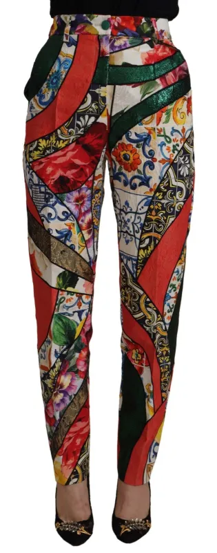 Dolce & Gabbana Multicolor Patchwork Jacquard High Waist Pants made by Siebentaschen