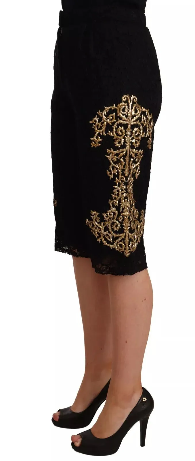 Dolce & Gabbana Black Lace Gold Baroque SPECIAL PIECE Shorts sold by Siebentaschen product image thumbnail 3