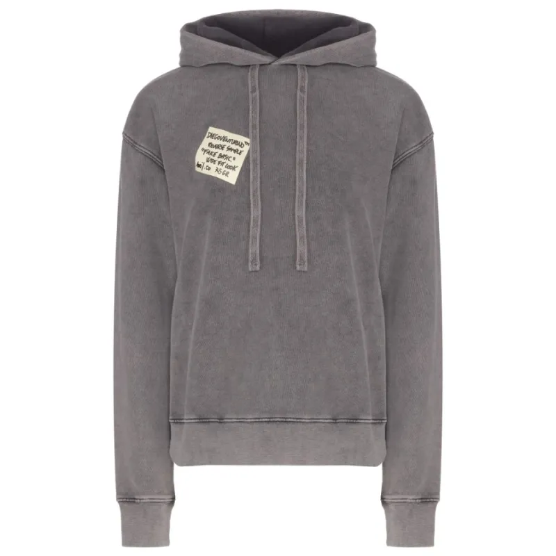 Diego Venturino Gray Cotton Men Hoodie sold by Siebentaschen