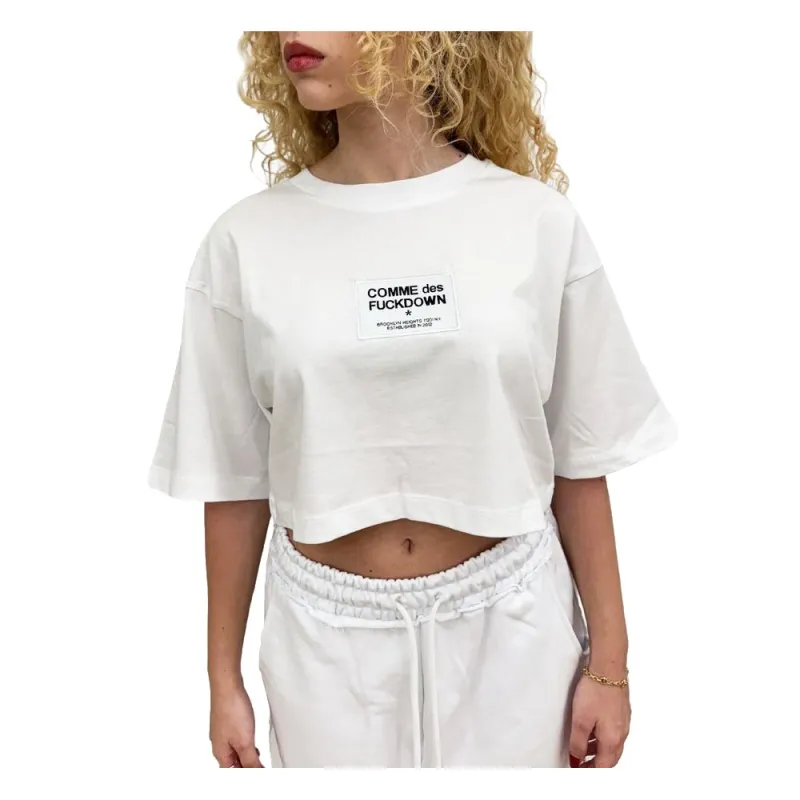 Comme Des Fuckdown White Cotton Women T-Shirt sold by Siebentaschen