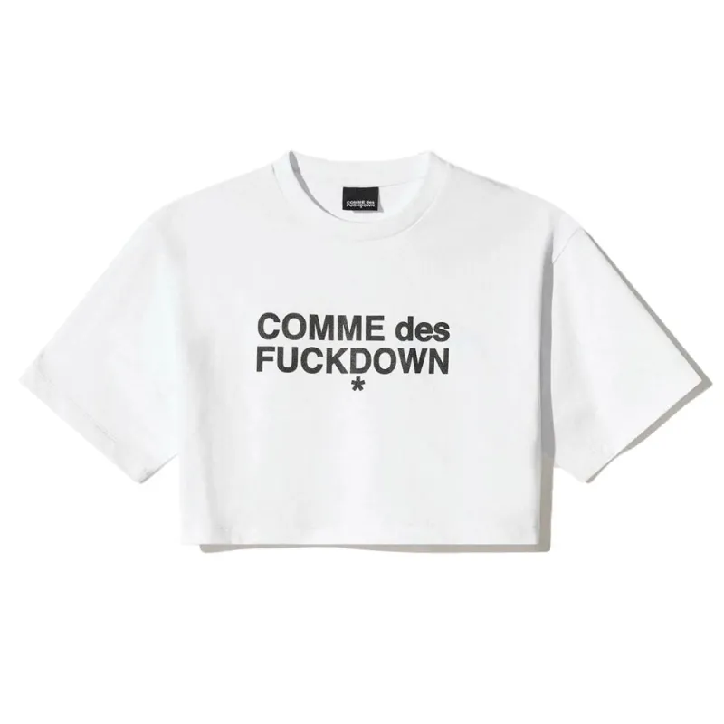 Comme Des Fuckdown White Cotton Women T-Shirt sold by Siebentaschen