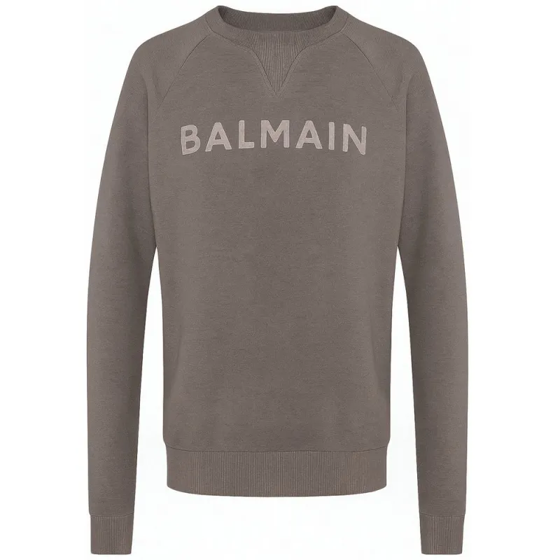 Balmain Gray Cotton Men Sweater sold by Siebentaschen