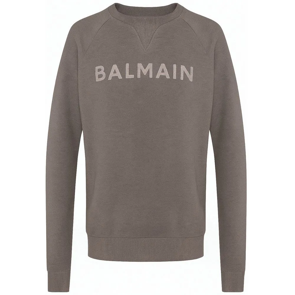 Balmain Gray Cotton Men Sweater sold by Siebentaschen