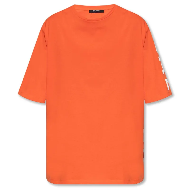 Balmain Orange Cotton T-Shirt sold by Siebentaschen
