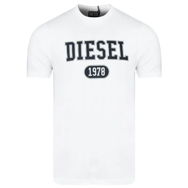Diesel White Cotton T-Shirt sold by Siebentaschen