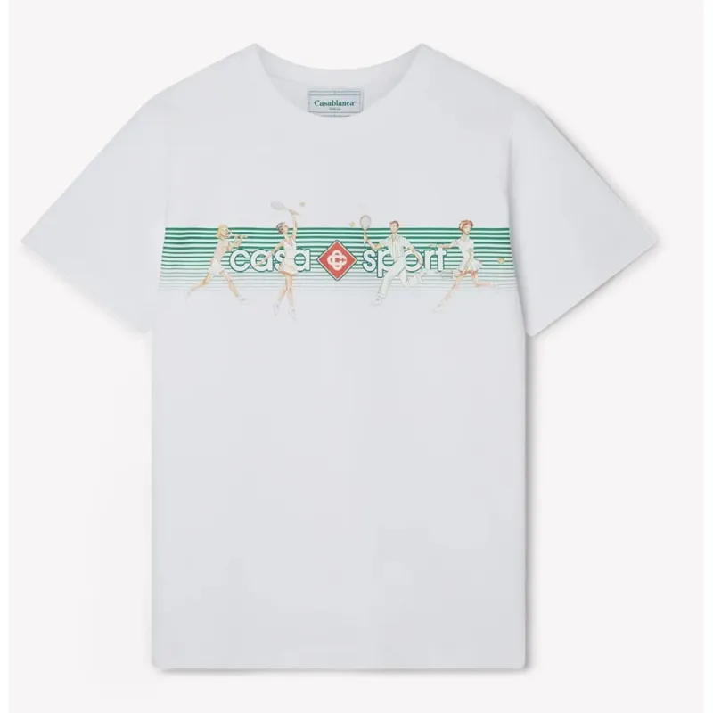 Casablanca White Cotton T-Shirt sold by Siebentaschen