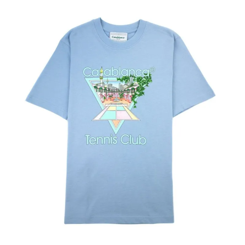 Casablanca Blue Cotton T-Shirt sold by Siebentaschen