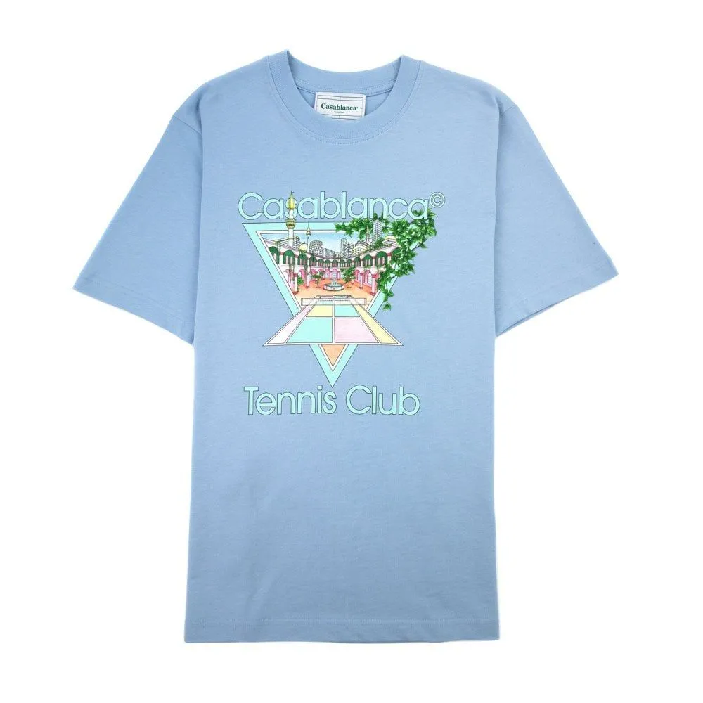 Casablanca Blue Cotton T-Shirt sold by Siebentaschen