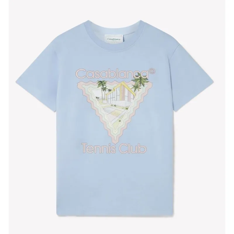 Casablanca Blue Cotton T-Shirt sold by Siebentaschen