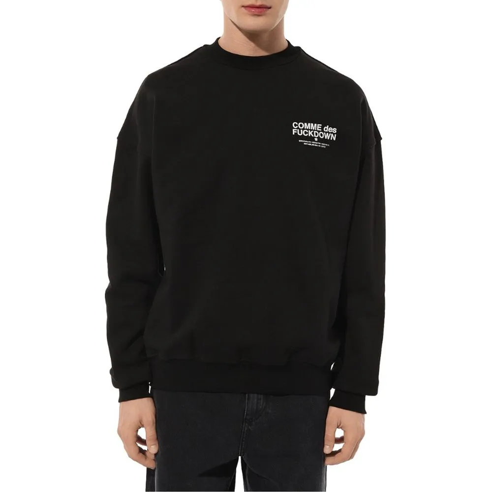 Comme Des Fuckdown Black Cotton Men's Crewneck Sweater sold by Siebentaschen product image thumbnail 3