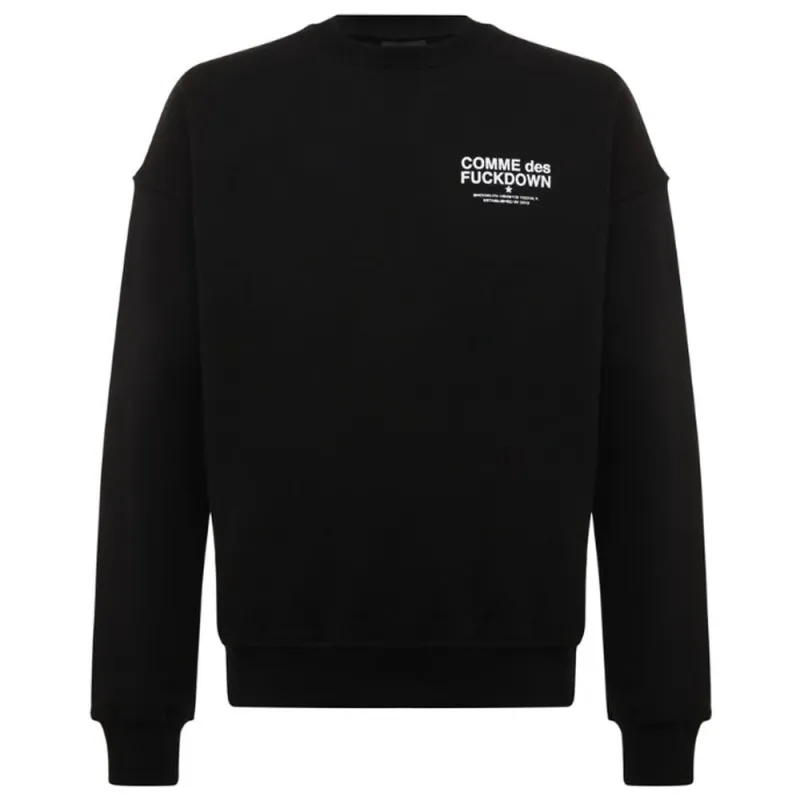 Comme Des Fuckdown Black Cotton Men's Crewneck Sweater sold by Siebentaschen