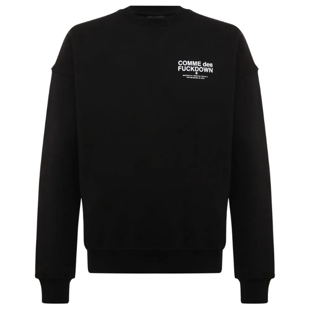 Comme Des Fuckdown Black Cotton Men's Crewneck Sweater sold by Siebentaschen