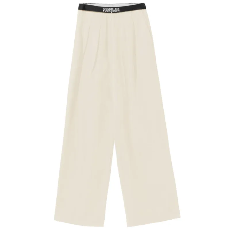 Comme Des Fuckdown Beige Polyester Women Palazzo Trousers sold by Siebentaschen