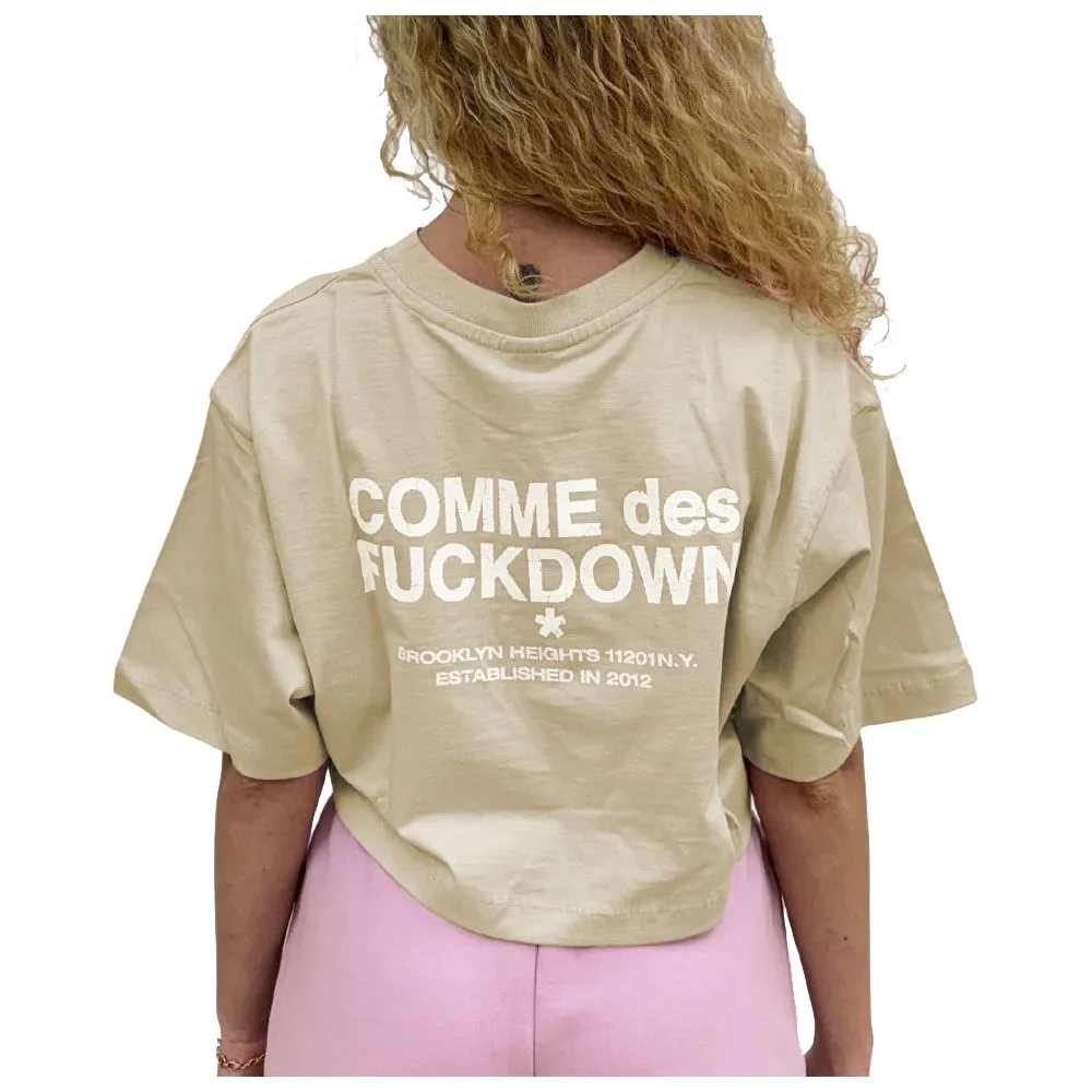 Comme Des Fuckdown Beige Cotton Women T-Shirt sold by Siebentaschen product image thumbnail 2