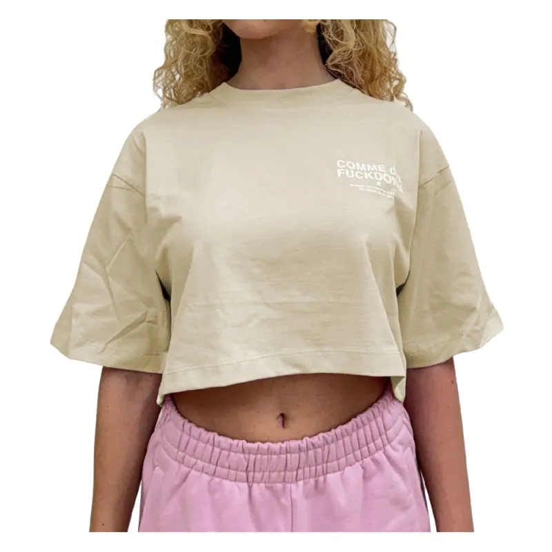 Comme Des Fuckdown Beige Cotton Women T-Shirt sold by Siebentaschen