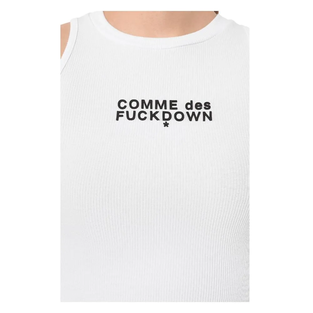 Comme Des Fuckdown White Cotton Women Cropped T-Shirt sold by Siebentaschen product image thumbnail 4