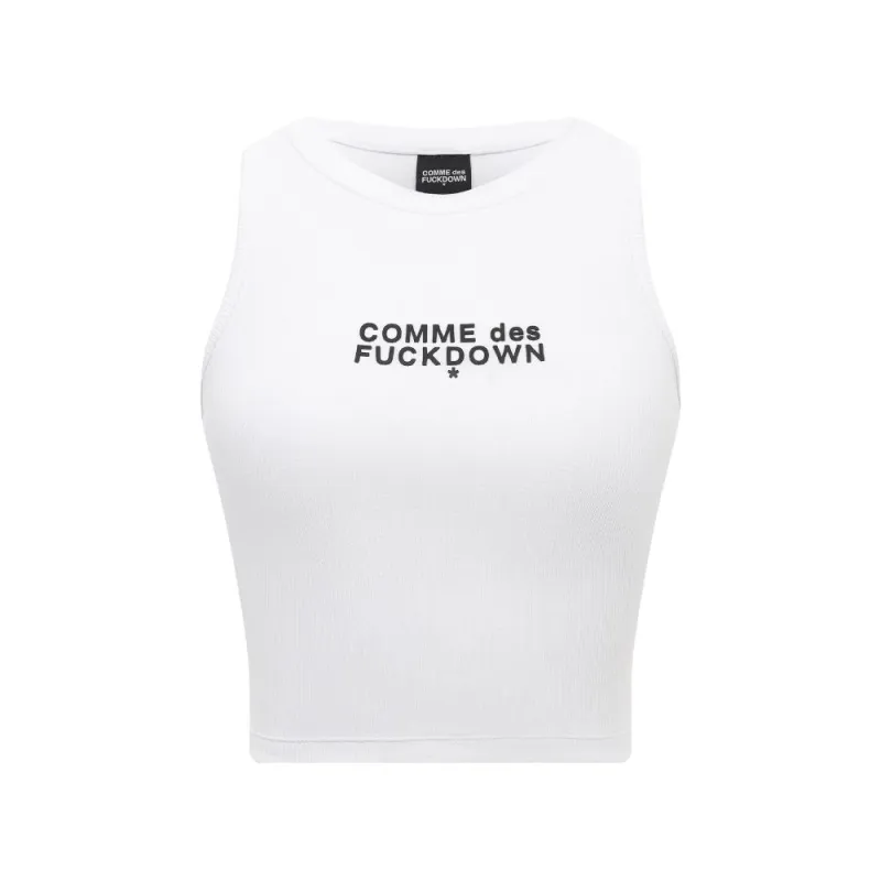 Comme Des Fuckdown White Cotton Women Cropped T-Shirt sold by Siebentaschen