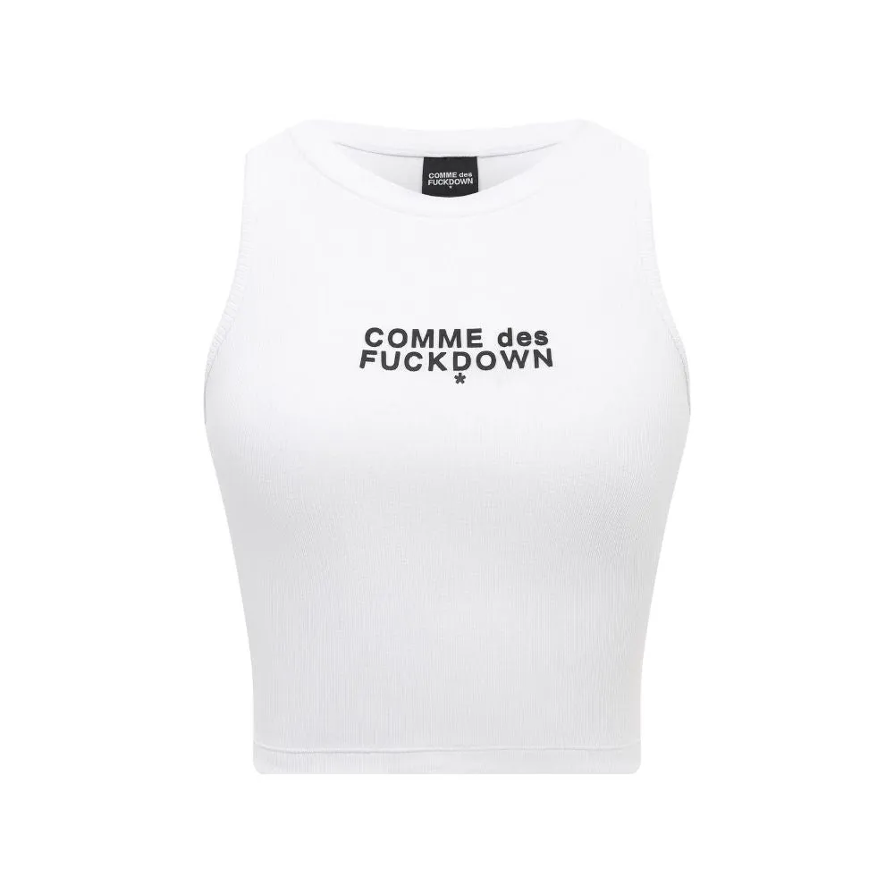 Comme Des Fuckdown White Cotton Women Cropped T-Shirt sold by Siebentaschen