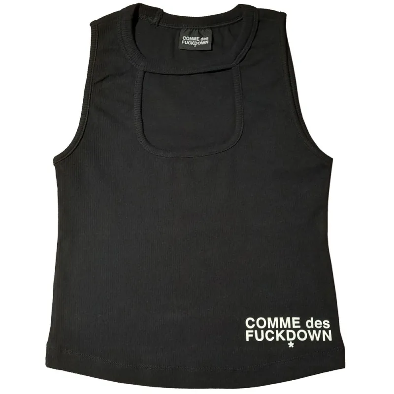 Comme Des Fuckdown Black Cotton Women Top sold by Siebentaschen