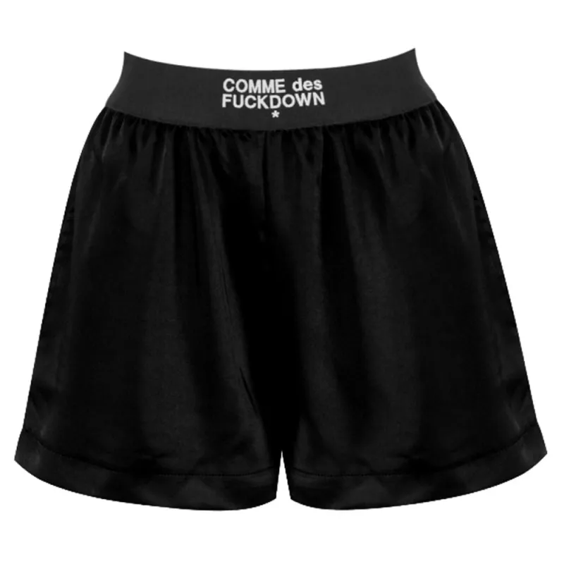 Comme Des Fuckdown Black Polyester Short sold by Siebentaschen