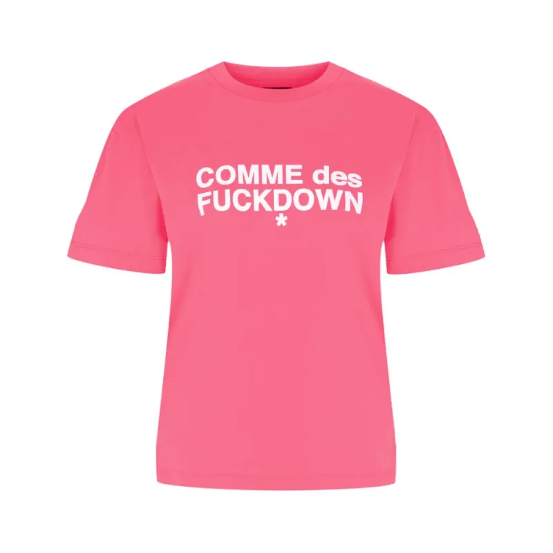 Comme Des Fuckdown Pink Cotton Women T-Shirt sold by Siebentaschen
