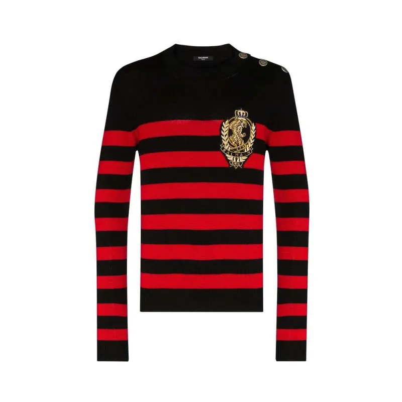 Balmain Black Wool Sweater sold by Siebentaschen
