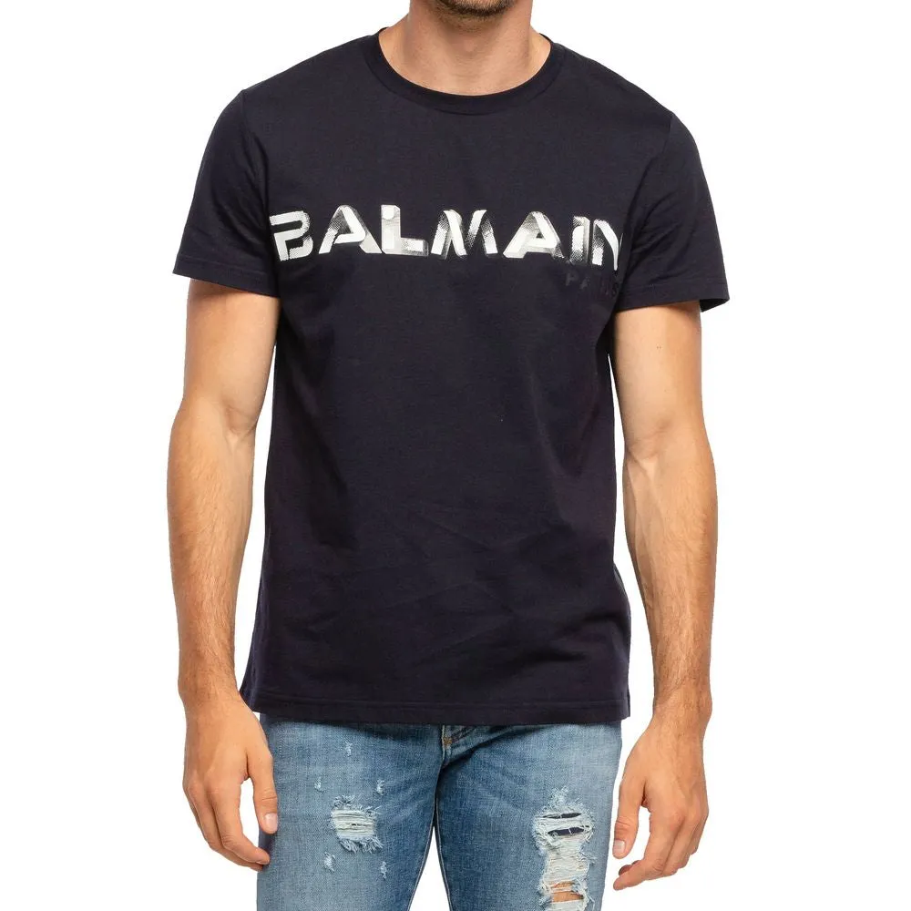 Balmain Blue Cotton T-Shirt sold by Siebentaschen