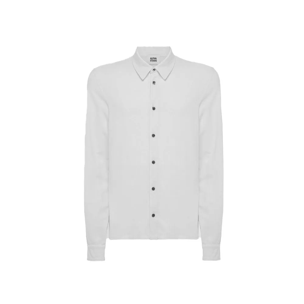 Alpha Studio White Cotton Shirt sold by Siebentaschen