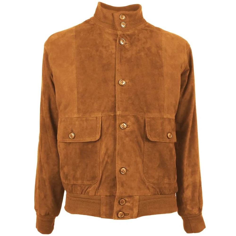 Emilio Romanelli Brown Calfskin Men Bomber Jacket sold by Siebentaschen