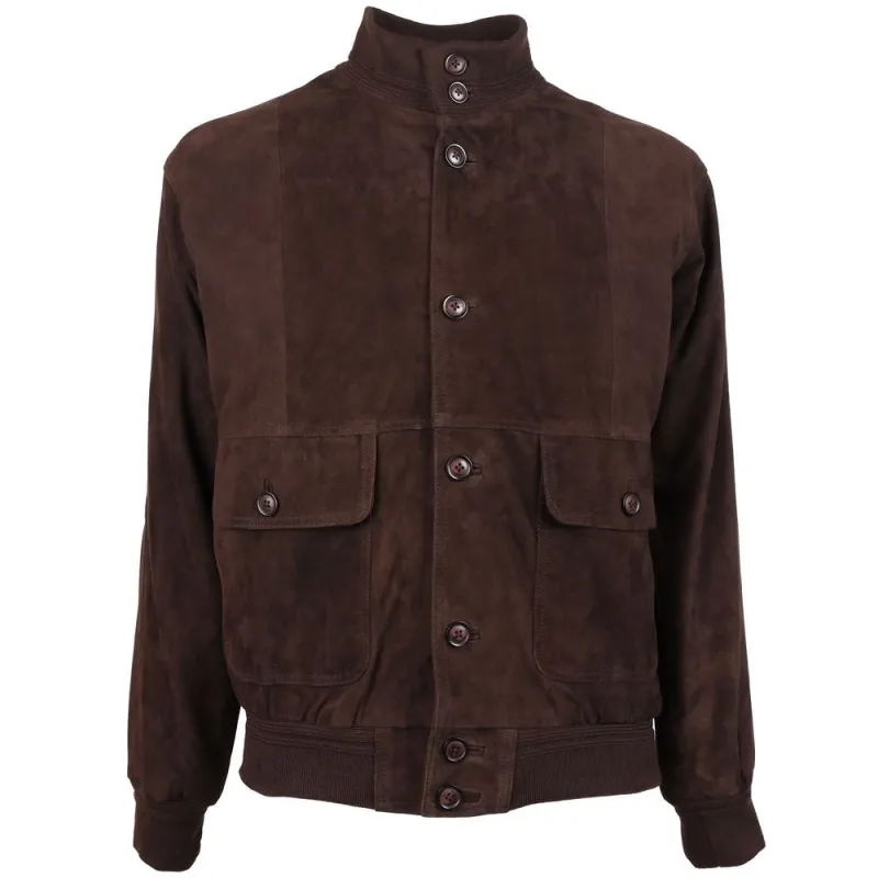 Emilio Romanelli Brown Calfskin Men Bomber Jacket sold by Siebentaschen