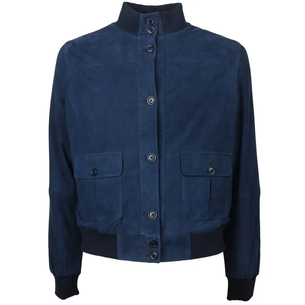 Emilio Romanelli Blue Calfskin Men Bomber Jacket sold by Siebentaschen