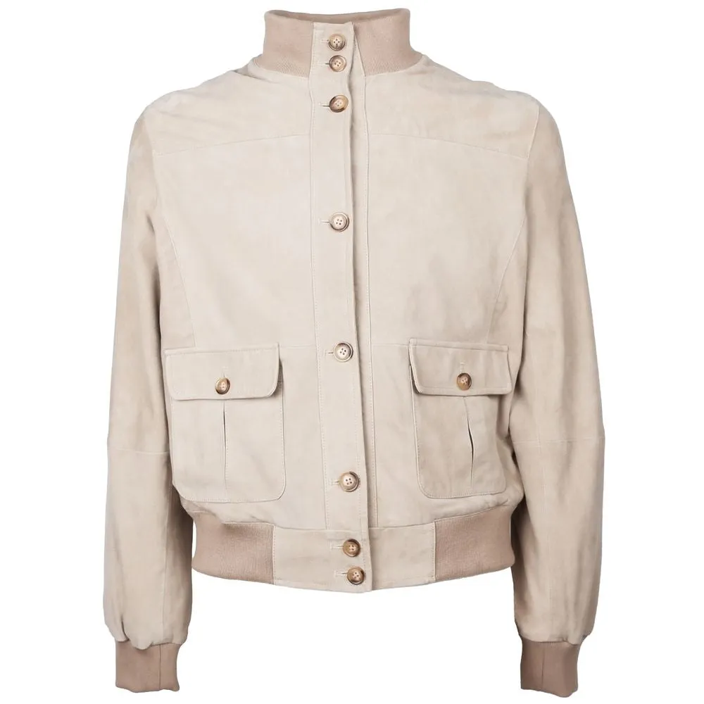 Emilio Romanelli Beige Calfskin Men Jacket sold by Siebentaschen