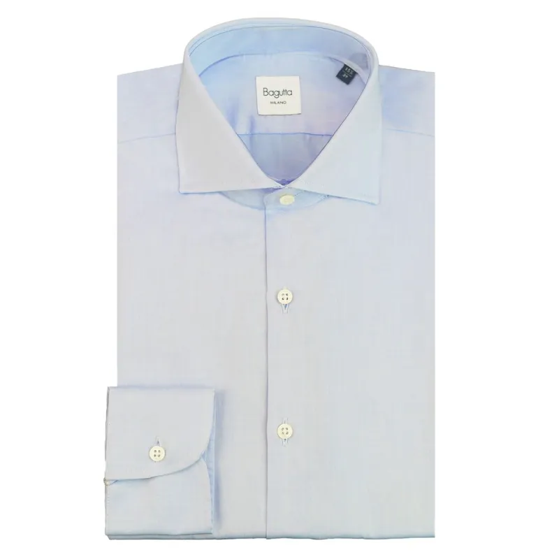 Bagutta Light Blue Cotton Men Shirt sold by Siebentaschen